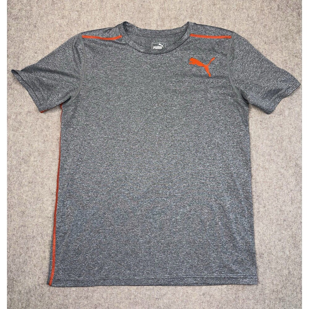 PUMA Men’s Size S Gray Lightweight Polyester Crew Neck Logo Activewear Tee